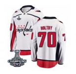 Men Washington Capitals #70 Braden Holtby Fanatics Branded White Away Breakaway 2018 Stanley Cup Final Champions NHL Jersey