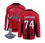 Men Washington Capitals #74 John Carlson Fanatics Branded Red Home Breakaway 2018 Stanley Cup Final Champions NHL Jersey