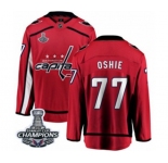 Men Washington Capitals #77 T.J. Oshie Fanatics Branded Red Home Breakaway 2018 Stanley Cup Final Champions NHL Jersey