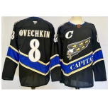 Men Washington Capitals 8 Alexander Ovechkin Black 2024 25 C Patch Home Stitched Hockey Jersey