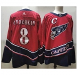 Men Washington Capitals 8 Alexander Ovechkin Red 2020 21 Reverse Retro Adidas Jersey
