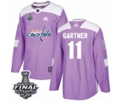 Men's Adidas Washington Capitals #11 Mike Gartner Authentic Purple Fights Cancer Practice 2018 Stanley Cup Final NHL Jersey