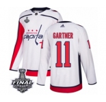 Men's Adidas Washington Capitals #11 Mike Gartner Authentic White Away 2018 Stanley Cup Final NHL Jersey