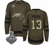 Men's Adidas Washington Capitals #13 Jakub Vrana Authentic Green Salute to Service 2018 Stanley Cup Final NHL Jersey