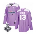 Men's Adidas Washington Capitals #13 Jakub Vrana Authentic Purple Fights Cancer Practice 2018 Stanley Cup Final NHL Jersey