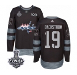 Men's Adidas Washington Capitals #19 Nicklas Backstrom Authentic Black 1917-2017 100th Anniversary 2018 Stanley Cup Final NHL Jersey