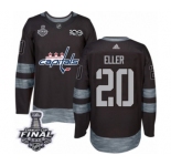 Men's Adidas Washington Capitals #20 Lars Eller Authentic Black 1917-2017 100th Anniversary 2018 Stanley Cup Final NHL Jersey