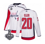 Men's Adidas Washington Capitals #20 Lars Eller Authentic White Away 2018 Stanley Cup Final NHL Jersey