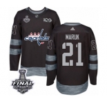 Men's Adidas Washington Capitals #21 Dennis Maruk Authentic Black 1917-2017 100th Anniversary 2018 Stanley Cup Final NHL Jersey