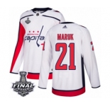 Men's Adidas Washington Capitals #21 Dennis Maruk Authentic White Away 2018 Stanley Cup Final NHL Jersey