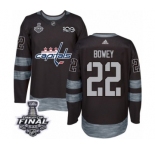 Men's Adidas Washington Capitals #22 Madison Bowey Authentic Black 1917-2017 100th Anniversary 2018 Stanley Cup Final NHL Jersey