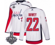 Men's Adidas Washington Capitals #22 Madison Bowey Authentic White Away 2018 Stanley Cup Final NHL Jersey