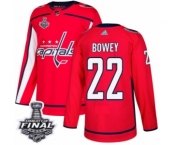 Men's Adidas Washington Capitals #22 Madison Bowey Premier Red Home 2018 Stanley Cup Final NHL Jersey