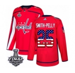 Men's Adidas Washington Capitals #25 Devante Smith-Pelly Authentic Red USA Flag Fashion 2018 Stanley Cup Final NHL Jersey