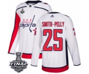 Men's Adidas Washington Capitals #25 Devante Smith-Pelly Authentic White Away 2018 Stanley Cup Final NHL Jersey