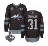 Men's Adidas Washington Capitals #31 Philipp Grubauer Authentic Black 1917-2017 100th Anniversary 2018 Stanley Cup Final NHL Jersey