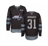 Men's Adidas Washington Capitals #31 Philipp Grubauer Authentic Black 1917-2017 100th Anniversary NHL Jersey