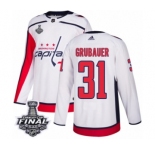 Men's Adidas Washington Capitals #31 Philipp Grubauer Authentic White Away 2018 Stanley Cup Final NHL Jersey