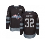 Men's Adidas Washington Capitals #32 Dale Hunter Authentic Black 1917-2017 100th Anniversary NHL Jersey