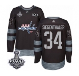 Men's Adidas Washington Capitals #34 Jonas Siegenthaler Authentic Black 1917-2017 100th Anniversary 2018 Stanley Cup Final NHL Jersey