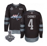 Men's Adidas Washington Capitals #4 Taylor Chorney Authentic Black 1917-2017 100th Anniversary 2018 Stanley Cup Final NHL Jersey