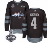 Men's Adidas Washington Capitals #4 Taylor Chorney Authentic Black 1917-2017 100th Anniversary 2018 Stanley Cup Final NHL Jersey