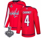 Men's Adidas Washington Capitals #4 Taylor Chorney Authentic Red Home 2018 Stanley Cup Final NHL Jersey