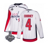 Men's Adidas Washington Capitals #4 Taylor Chorney Authentic White Away 2018 Stanley Cup Final NHL Jersey