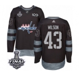 Men's Adidas Washington Capitals #43 Tom Wilson Authentic Black 1917-2017 100th Anniversary 2018 Stanley Cup Final NHL Jersey