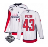 Men's Adidas Washington Capitals #43 Tom Wilson Authentic White Away 2018 Stanley Cup Final NHL Jersey