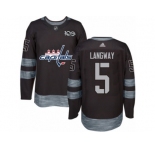 Men's Adidas Washington Capitals #5 Rod Langway Authentic Black 1917-2017 100th Anniversary NHL Jersey