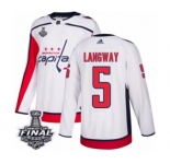 Men's Adidas Washington Capitals #5 Rod Langway Authentic White Away 2018 Stanley Cup Final NHL Jersey