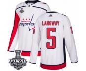 Men's Adidas Washington Capitals #5 Rod Langway Authentic White Away 2018 Stanley Cup Final NHL Jersey