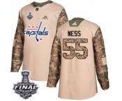 Men's Adidas Washington Capitals #55 Aaron Ness Authentic Camo Veterans Day Practice 2018 Stanley Cup Final NHL Jersey