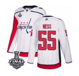 Men's Adidas Washington Capitals #55 Aaron Ness Authentic White Away 2018 Stanley Cup Final NHL Jersey
