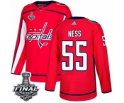 Men's Adidas Washington Capitals #55 Aaron Ness Premier Red Home 2018 Stanley Cup Final NHL Jersey