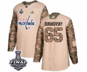 Men's Adidas Washington Capitals #65 Andre Burakovsky Authentic Camo Veterans Day Practice 2018 Stanley Cup Final NHL Jersey