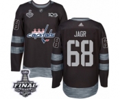 Men's Adidas Washington Capitals #68 Jaromir Jagr Authentic Black 1917-2017 100th Anniversary 2018 Stanley Cup Final NHL Jersey