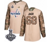 Men's Adidas Washington Capitals #68 Jaromir Jagr Authentic Camo Veterans Day Practice 2018 Stanley Cup Final NHL Jersey