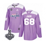 Men's Adidas Washington Capitals #68 Jaromir Jagr Authentic Purple Fights Cancer Practice 2018 Stanley Cup Final NHL Jersey