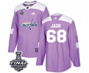 Men's Adidas Washington Capitals #68 Jaromir Jagr Authentic Purple Fights Cancer Practice 2018 Stanley Cup Final NHL Jersey