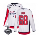 Men's Adidas Washington Capitals #68 Jaromir Jagr Authentic White Away 2018 Stanley Cup Final NHL Jersey