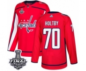 Men's Adidas Washington Capitals #70 Braden Holtby Premier Red Home 2018 Stanley Cup Final NHL Jersey