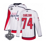Men's Adidas Washington Capitals #74 John Carlson Authentic White Away 2018 Stanley Cup Final NHL Jersey