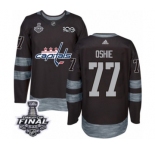 Men's Adidas Washington Capitals #77 T.J. Oshie Authentic Black 1917-2017 100th Anniversary 2018 Stanley Cup Final NHL Jersey