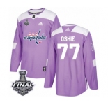 Men's Adidas Washington Capitals #77 T.J. Oshie Authentic Purple Fights Cancer Practice 2018 Stanley Cup Final NHL Jersey