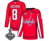 Men's Adidas Washington Capitals #8 Alex Ovechkin Authentic Red Home 2018 Stanley Cup Final NHL Jersey