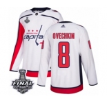 Men's Adidas Washington Capitals #8 Alex Ovechkin Authentic White Away 2018 Stanley Cup Final NHL Jersey