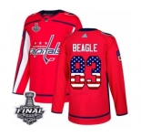 Men's Adidas Washington Capitals #83 Jay Beagle Authentic Red USA Flag Fashion 2018 Stanley Cup Final NHL Jersey