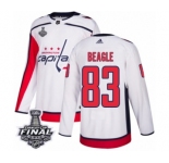 Men's Adidas Washington Capitals #83 Jay Beagle Authentic White Away 2018 Stanley Cup Final NHL Jersey
